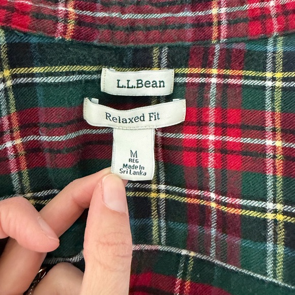 L.L. Bean Red and Green Plaid Button Down Shirt - Picture 6 of 8
